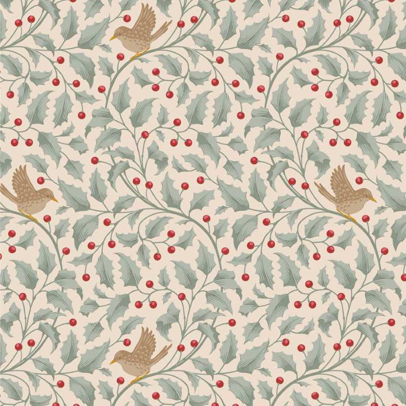Tissu Patchwork Tilda Little Merry XMas Holly Duck Egg, Coupon