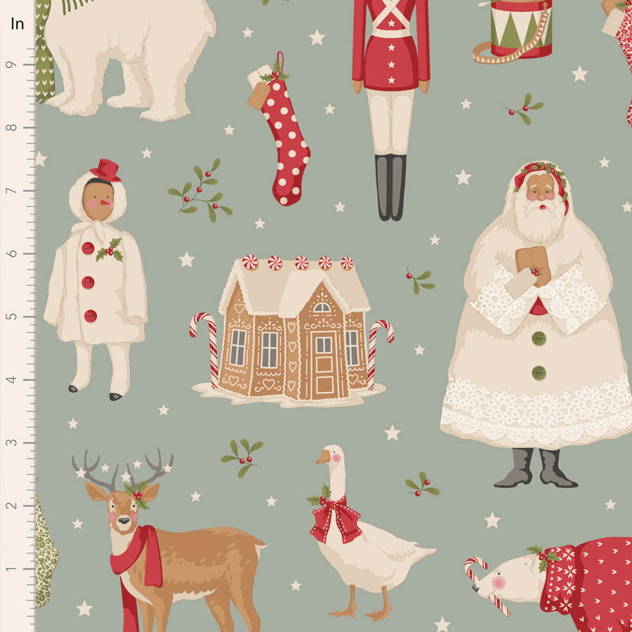 Tissu Patchwork Tilda Little Merry XMas Winter Friends Duck Egg