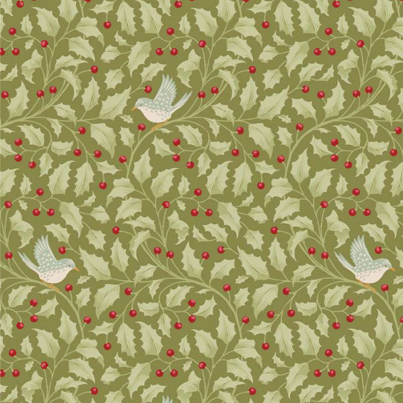 Tissu Patchwork Tilda Little Merry XMas Holly Moss