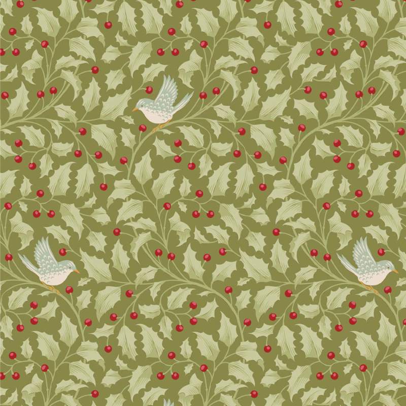 Tissu Patchwork Tilda Little Merry XMas Holly Moss, Coupon
