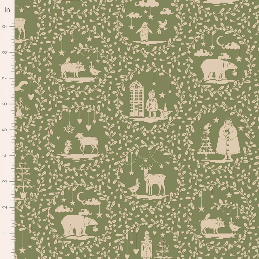 Tissu Patchwork Tilda Little Merry XMas Paperscenes Artichoke, Coupon