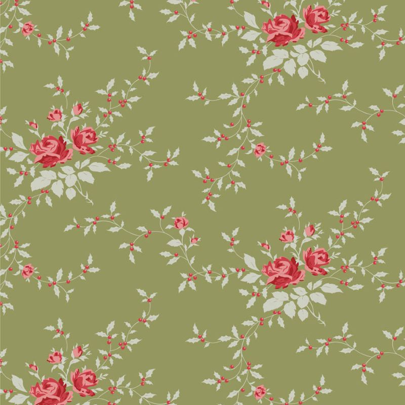 Tissu Patchwork Tilda Little Merry XMas Noël Moss, Coupon
