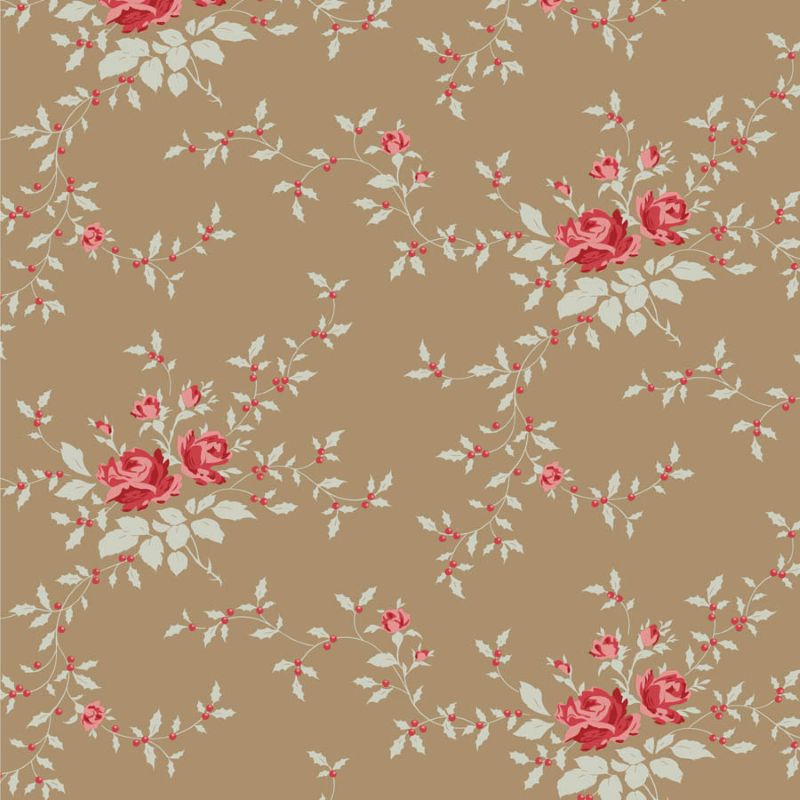 Tissu Patchwork Tilda Little Merry XMas Noël Taupe, Coupon