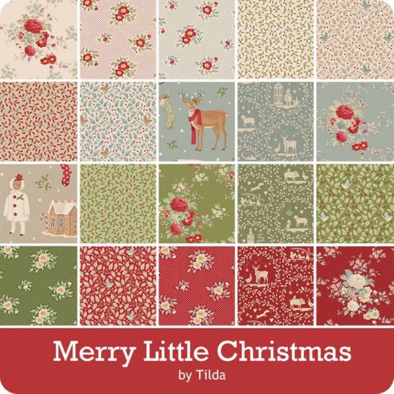 Tissu Patchwork Tilda Little Merry XMAS, Lot de 32 Fat Eights