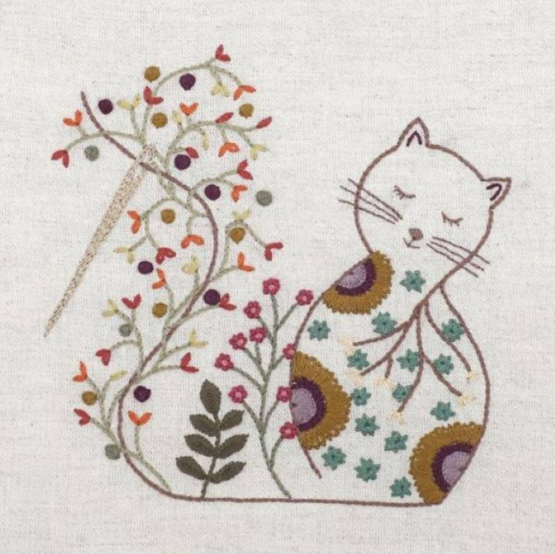Kit Broderie Joli Chat d'Automne