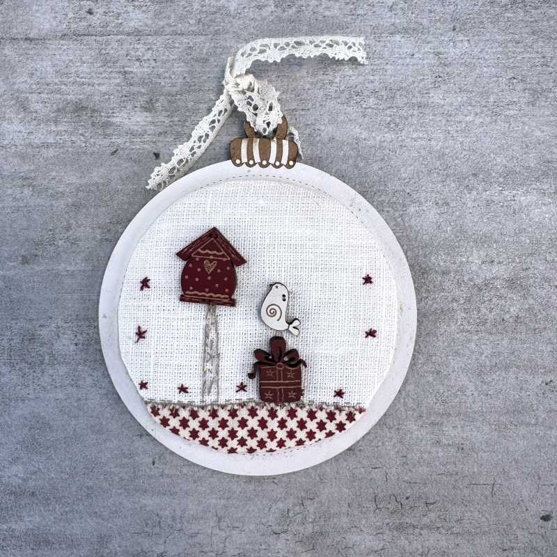 Kit de Broderie - Boule "Noël au jardin"