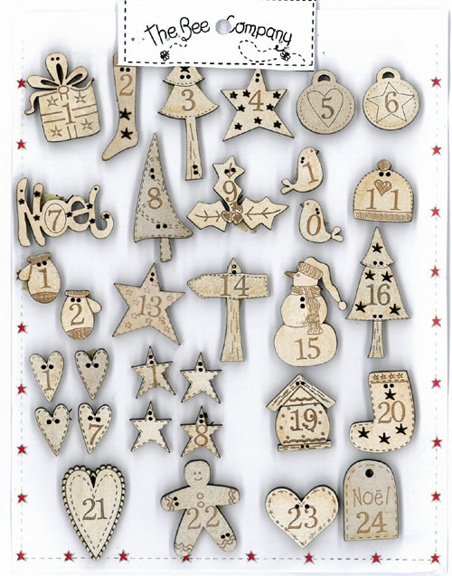 Boutons "Calendrier de l'Avent" Crème