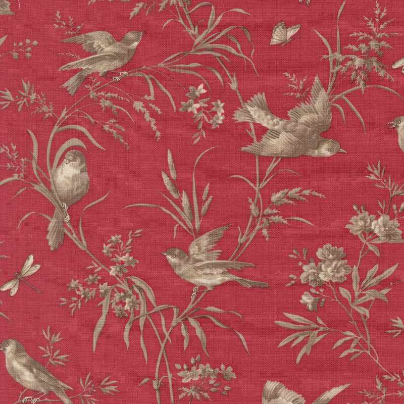 Tissu Patchwork Joie De Vivre Moineau Rouge, Coupon