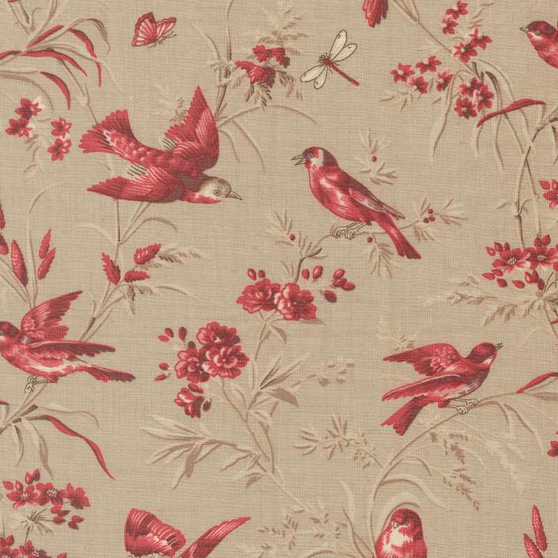 Tissu Patchwork Joie De Vivre Moineau Taupe