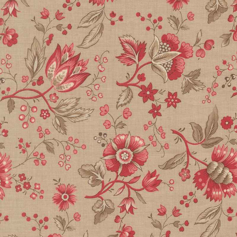 Tissu Patchwork Joie De Vivre Jardin Taupe