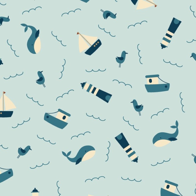 Tissu Patchwork Sands of Time "Beside the Seaside Frosty Blue", Coupon