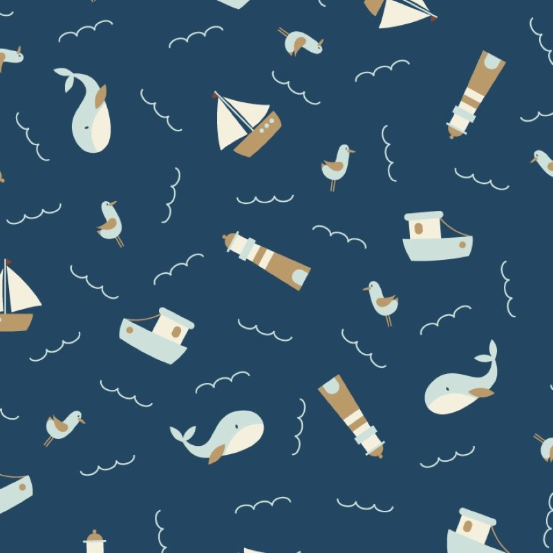 Tissu Patchwork Sands of Time "Beside the Seaside Prussian Blue", Coupon