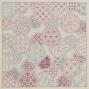 Kit Sashiko Panneau Motifs Traditionnels Circulaires Roses