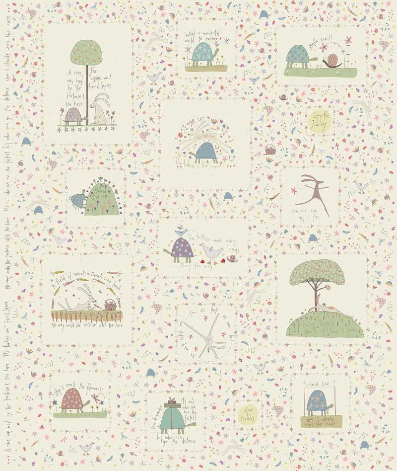 Tissu Patchwork Slow & Steady - Panneau Crème