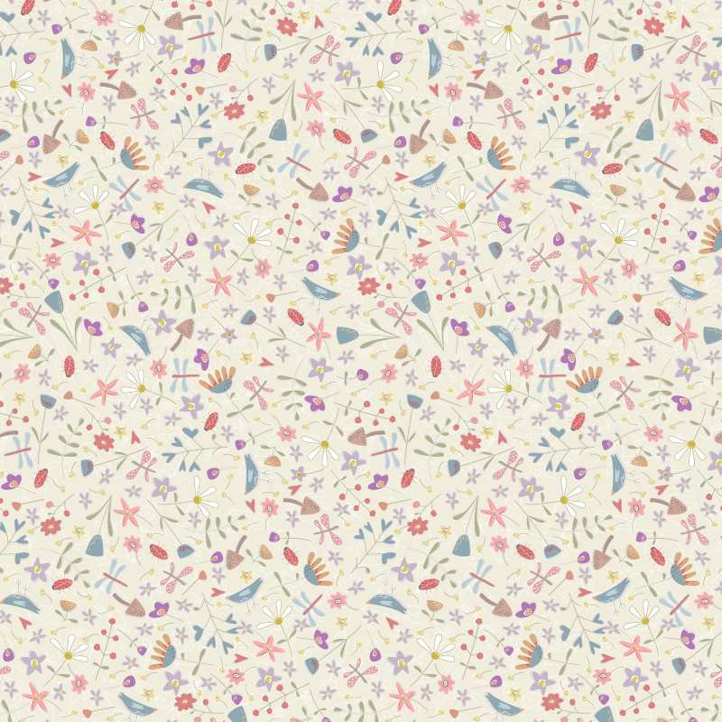 Tissu Patchwork Slow & Steady - Flower Meadow Cream, Coupon
