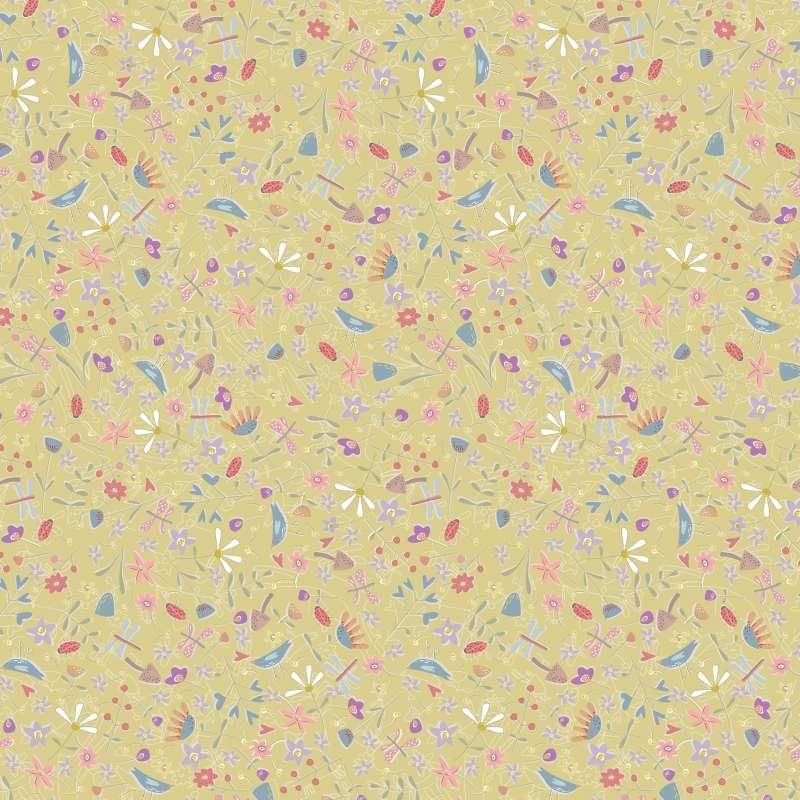 Tissu Patchwork Slow & Steady - Flower Meadow Green
