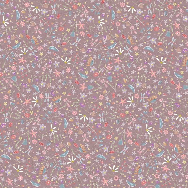 Tissu Patchwork Slow & Steady - Flower Meadow Mauve, Coupon