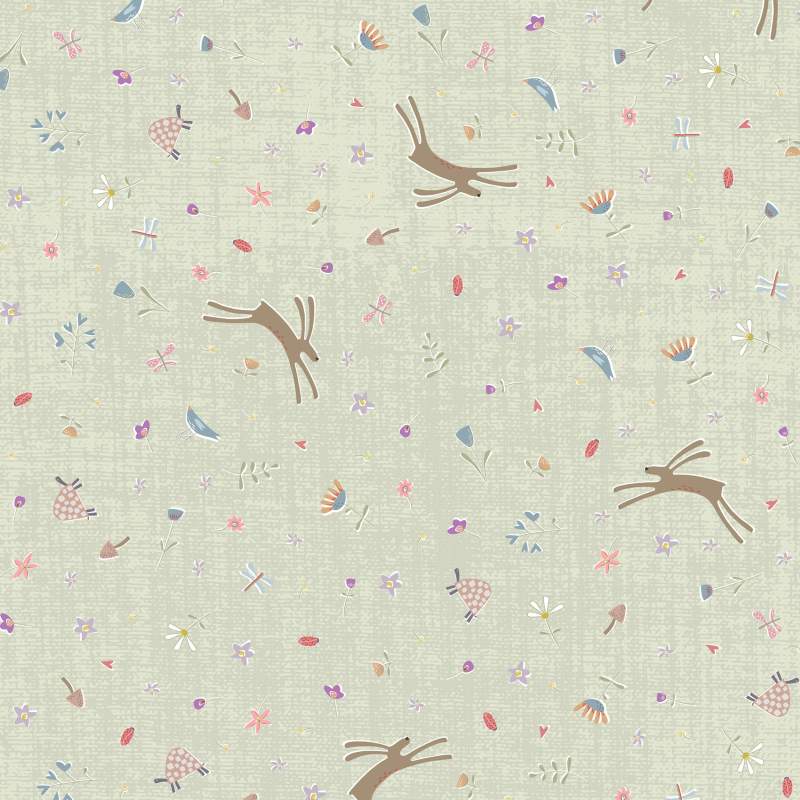 Tissu Patchwork Slow & Steady - Flower Rabbit Sage