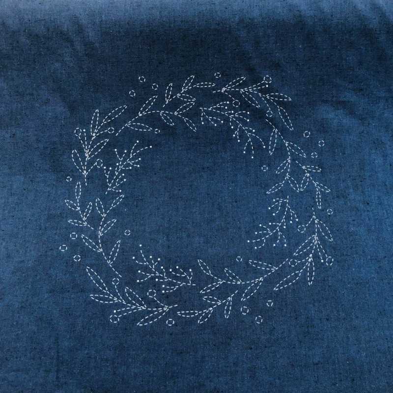 Panneau Sashiko Couronne - Bleu
