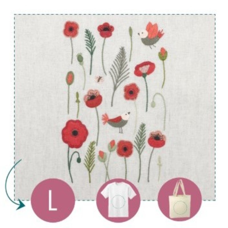 Kit Broderie Easy Custo - Planche Fleurie Coquelicots