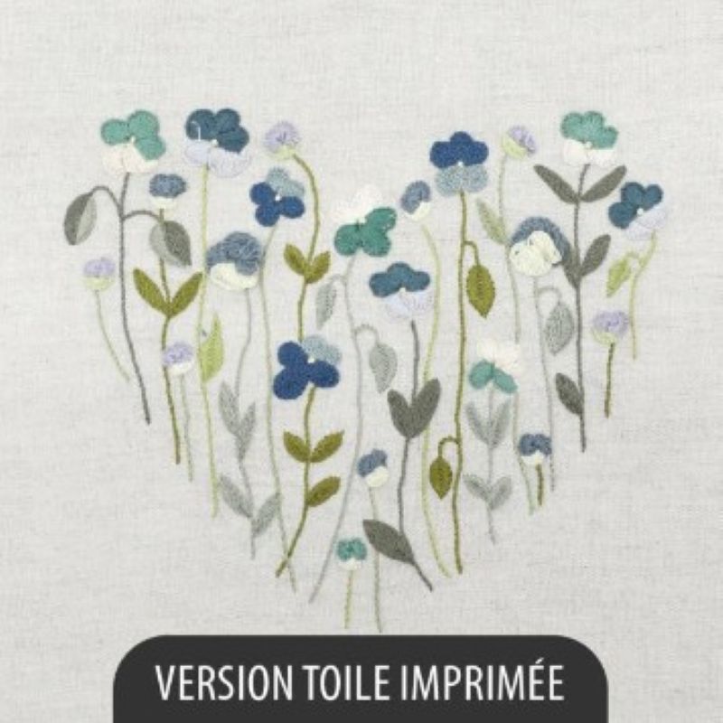 Kit Broderie - Coeur n°3 Douces Pensées - Toile Imprimée
