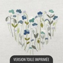Kit Broderie - Coeur n°3 Douces Pensées - Toile Imprimée