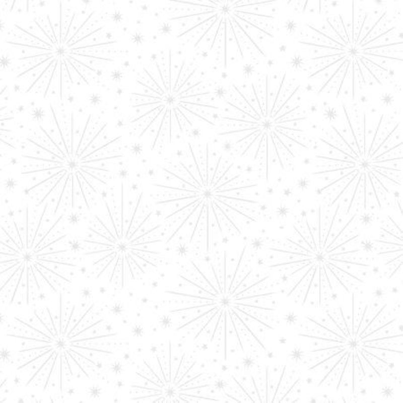 Tissu Patchwork Tiny Tonals Starburst Blanc sur Blanc, Coupon