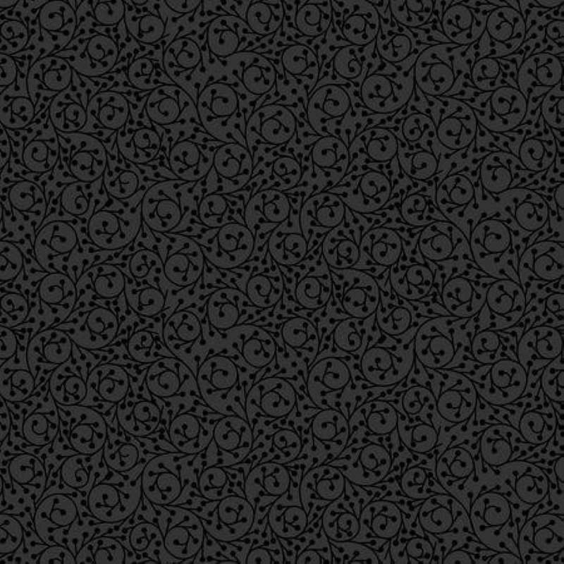 Tissu Patchwork Tiny Tonals Vines Noir sur Noir, Coupon