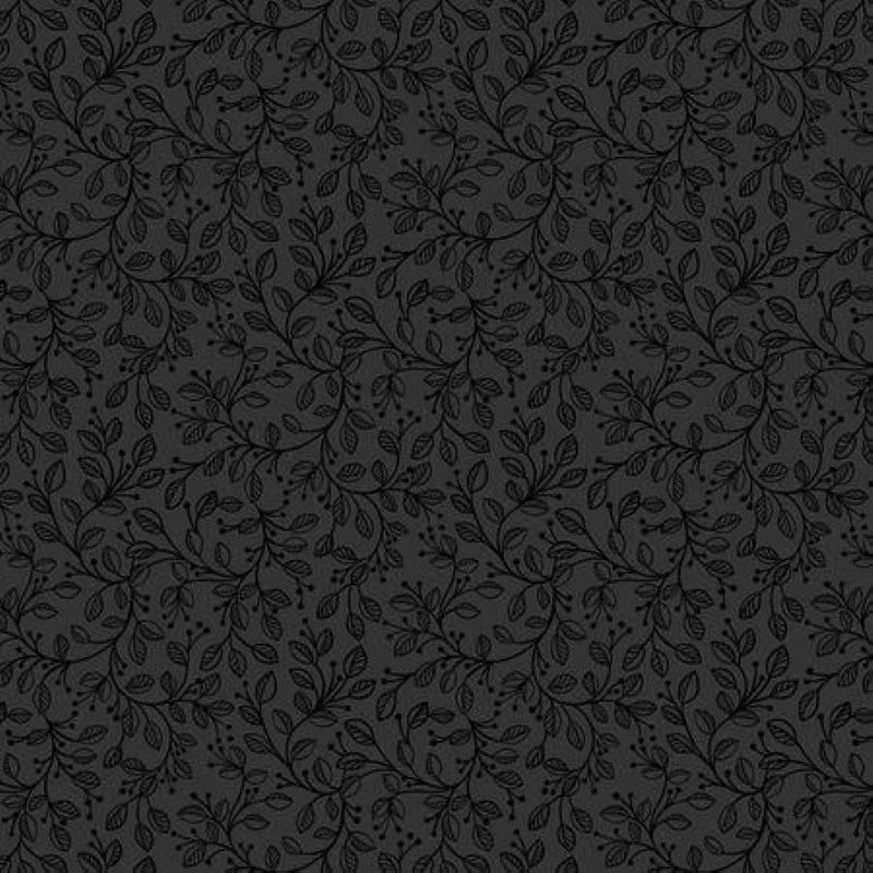 Tissu Patchwork Tiny Tonals Forest Vines Noir sur Noir