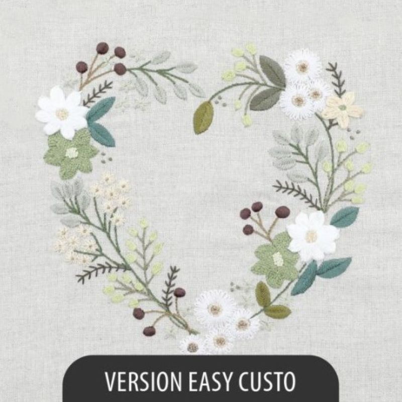 Kit Broderie - Coeur n°4 Pétales de Printemps - Easy Custo