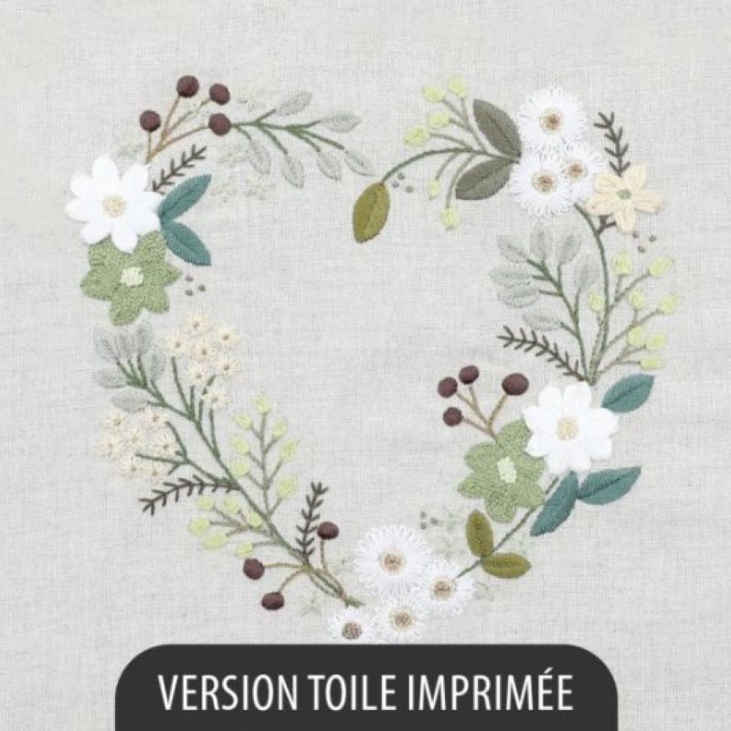 Kit Broderie - Coeur n°4 Pétales de Printemps - Toile Imprimée