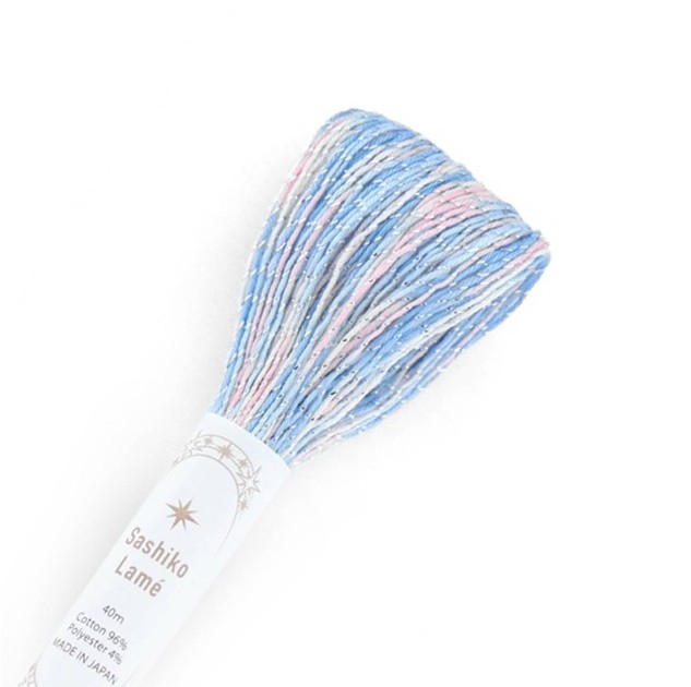 Fil Sashiko Lamé Bleu - Gris nuancé, Col. SL71 - 40 m