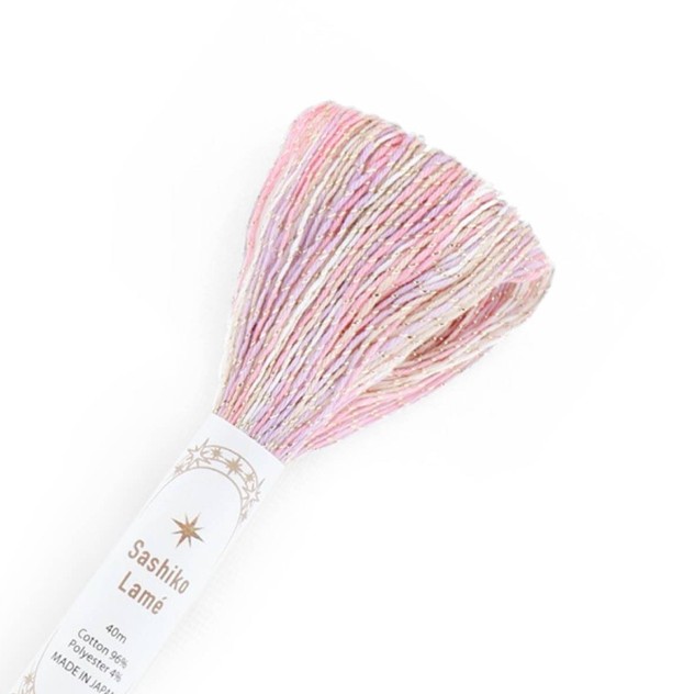 Fil Sashiko Lamé Rose - Violine nuancé, Col. SL72 - 40 m