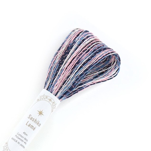 Fil Sashiko Lamé Rose - Marine nuancé, Col. SL74 - 40 m