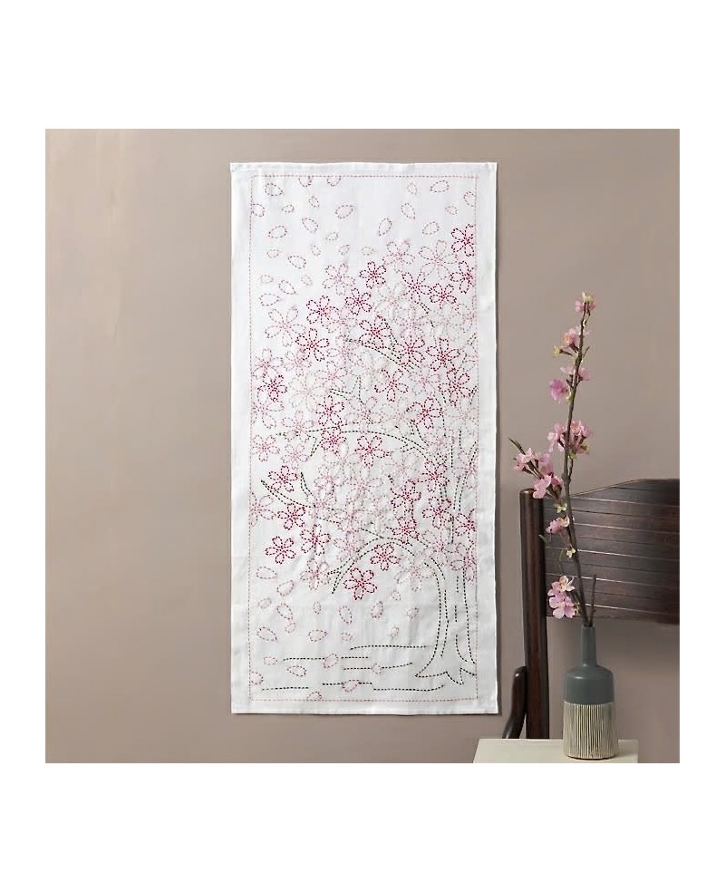 Panneau Sashiko Cerisiers en Fleurs