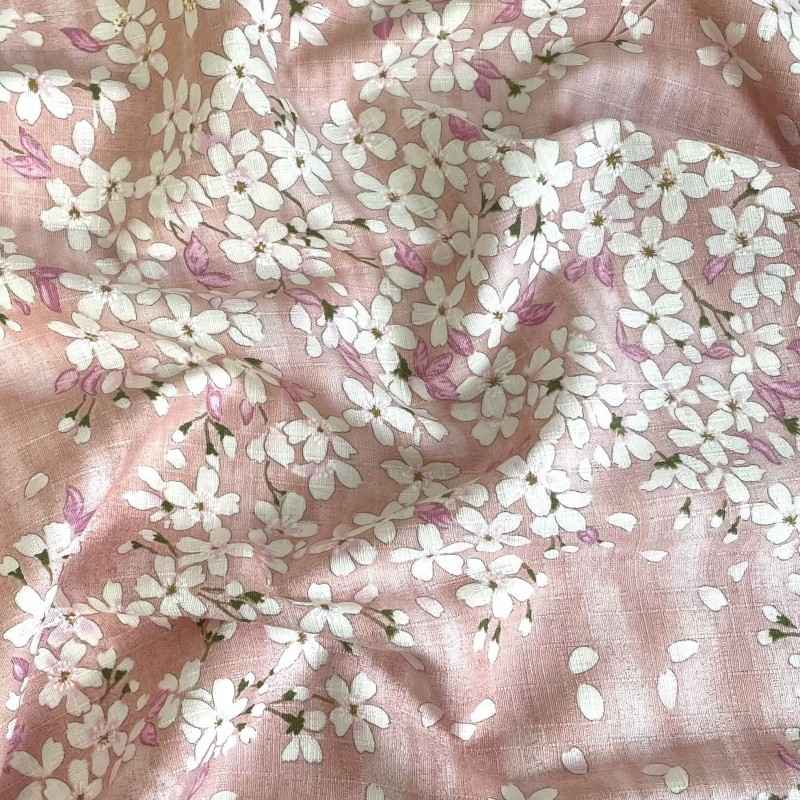 Tissu Japonais Cerisiers Rose, Coupon