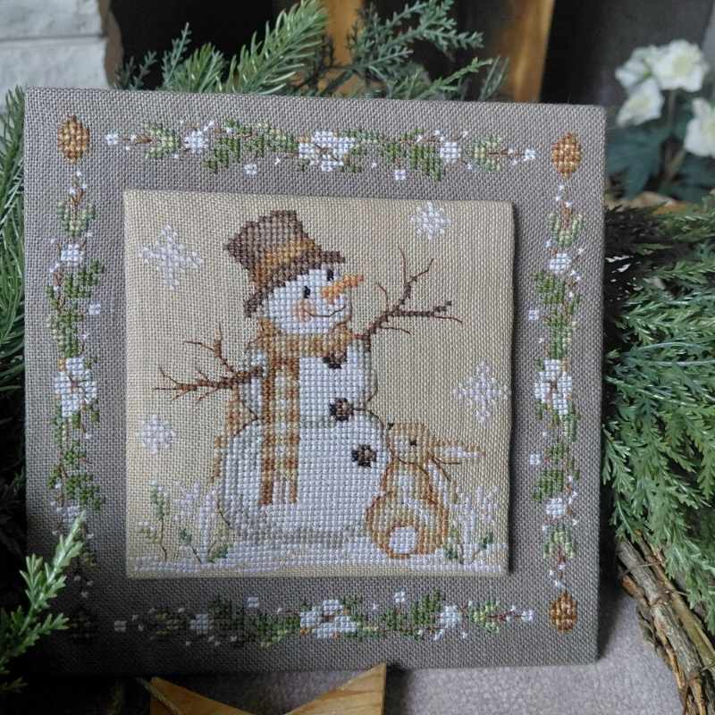 Modèle de Point Compté - Forêt d'Hiver - Le bonhomme de Neige