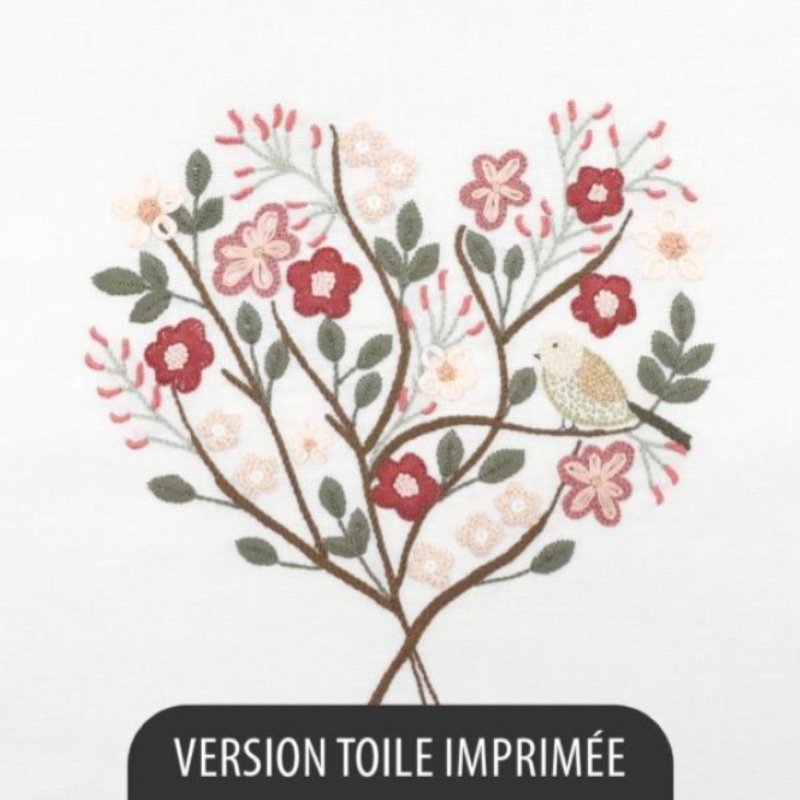 Kit Broderie - Coeur n°5 Sakura - Toile Imprimée