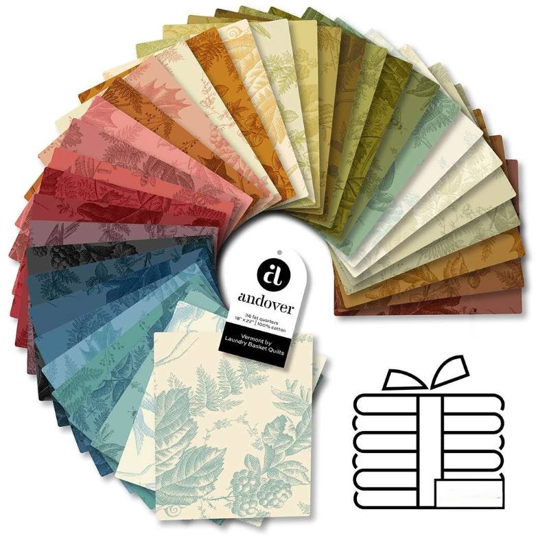 Tissu Patchwork Collection Vermont, 33 Coupons 50x55cm