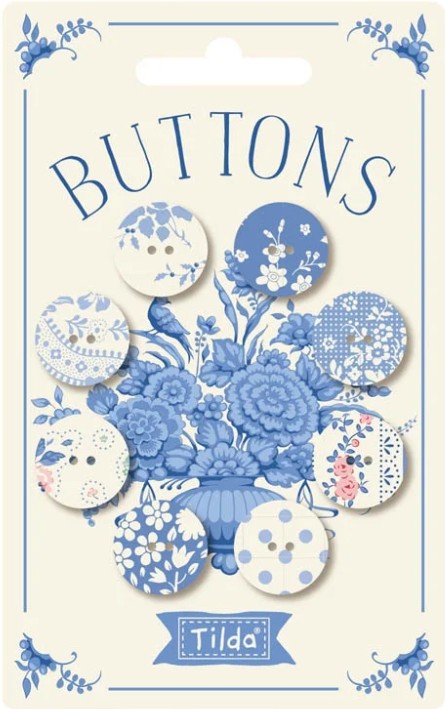 Tilda Something Blue Boutons Blancs x8