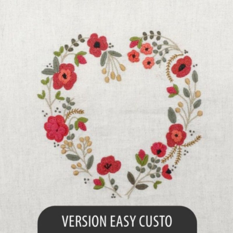 Kit Broderie - Coeur n°6 Rouge Coquelicot - Easy Custo