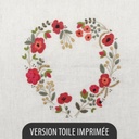 Kit Broderie - Coeur n°6 Rouge Coquelicot - Toile Imprimée