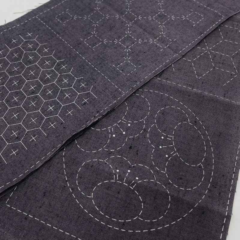 Panneau Sashiko Seven Treasures Mauve