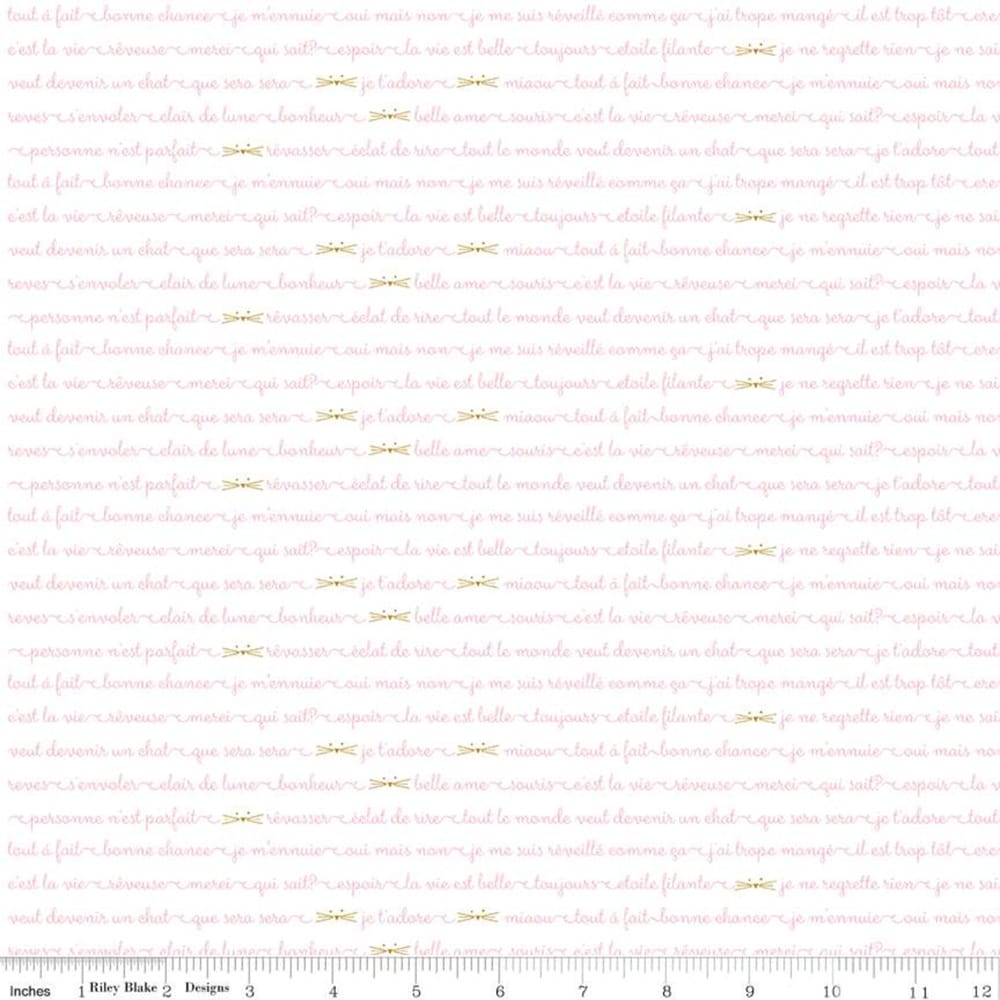 Tissu Patchwork Chloé & Friends, Texte White , Coupon