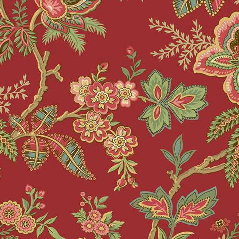 Tissu Patchwork Jingle Bell Ornemental Garden Cranberry