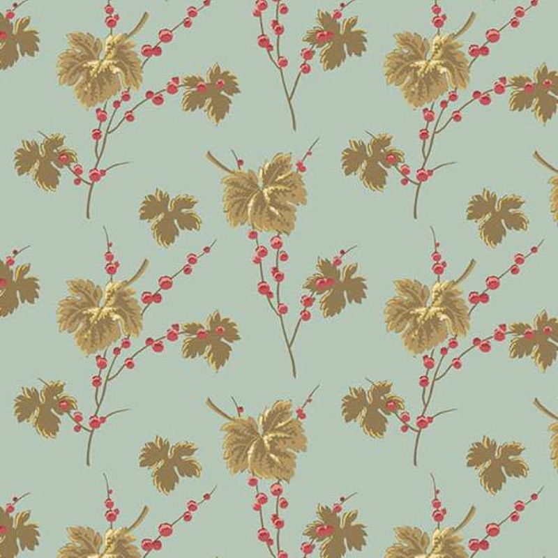 Tissu Patchwork Jingle Bell Leaves & Berries Vintage Blue, Coupon
