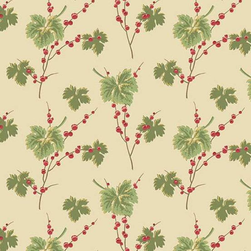 Tissu Patchwork Jingle Bell Leaves & Berries Buttercream