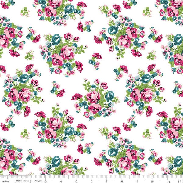 Tissu Patchwork Chloé & Friends, Floral White, Coupon