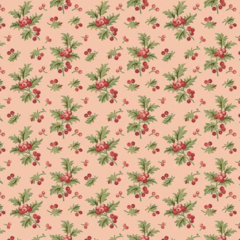 Tissu Patchwork Jingle Bell Holly Branch Strawberry