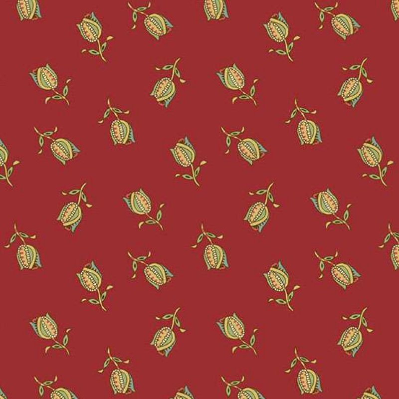 Tissu Patchwork Jingle Bell Ornemental Tulip Cranberry